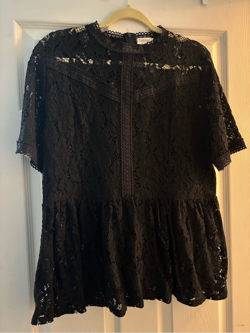 Tobi Black Lace Peplum Blouse